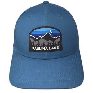 Legacy Blue Trucker Hat OS Paulina Lake Rubber Patch Strapback Perforated Mesh